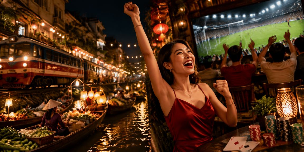 Đèn neon sòng bài Hà Nội lung linh về đêm – không khí giải thưởng hào hứng